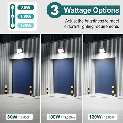 120W LED Wall Pack 100W 80W Adjustable, 3000K/4000K/5000K Selectable, 120-277V 1