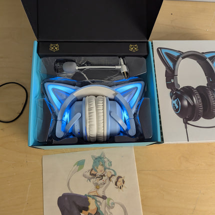 New LED Wireless Cat Ear Headphones (12 Color Changing) with Connectable Attacha