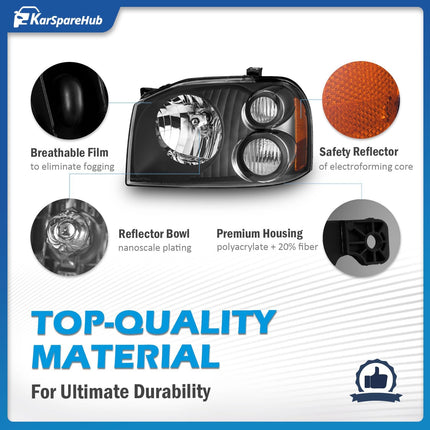 KarSpareHub Headlights for 2001-2004 Nissan Frontier (Bulbs included)
