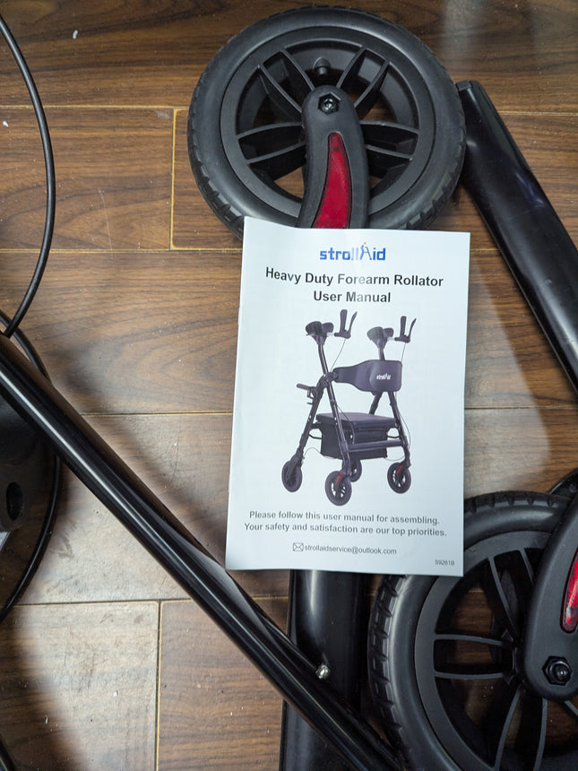 StrollAid Upright Walkers for Seniors, Stand Up Rollator Walker with Padded Seat