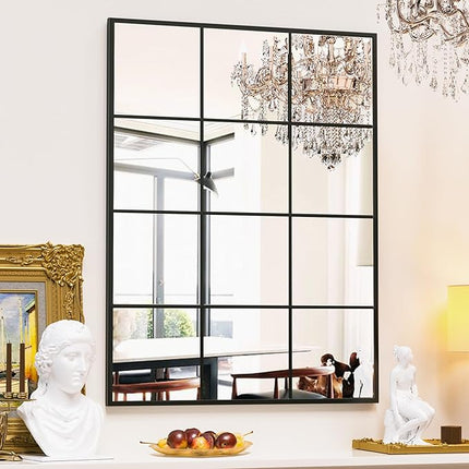 Suidia Rectangular Wall Mirror, 30" x 40" Window Decorative Mirrors, Metal Frame
