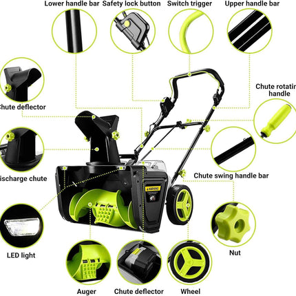 DEKOPRO 20-Inch Cordless Snow Blower, 40V Snow Blower, 25ft Throw, Adjustable Ch