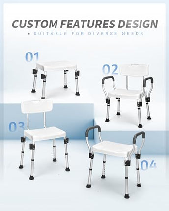 Sangohe Shower Chair for Inside Shower - Heavy Duty Shower Seat with Back - Heig