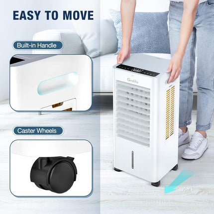 Grelife Portable Evaporative Air Cooler, 3-IN-1 Air Cooler with Fan & Humidifier