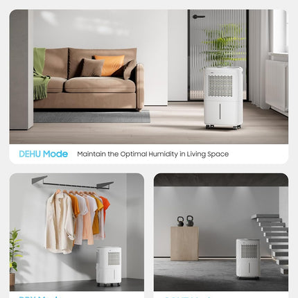 Dehumidifier for Home Basement Max 34 Pint 2500 Sq.Ft Small Quiet Portable Dehum