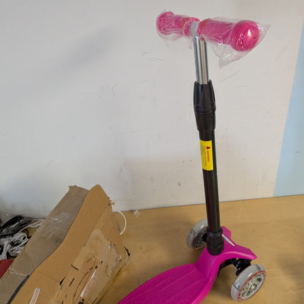 Kids Scooter-Beginner Adjustable Height Handlebar, 3 LED Light-up Wheels, Kick S