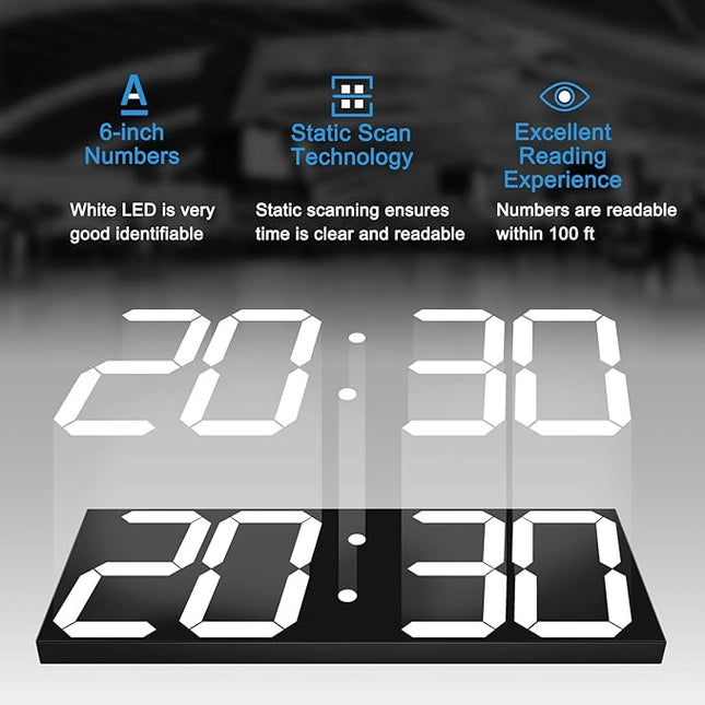 CHKOSDA 18''Digital Wall Clock,Large LED Wall Clock with 6” Numbers, Remote Cont