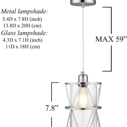 SHENGQINGTOP Modern Mini Pendant Light with Clear Glass, Brushed Nickel