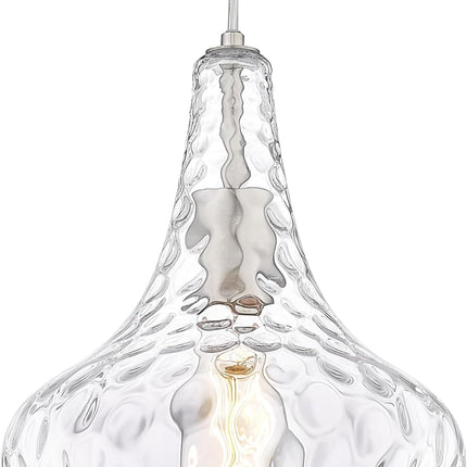 AUTELO Glass Kitchen Pendant Lights Pendant Light Fixture with Hammered Glass Ha