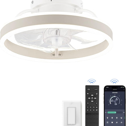 Ceiling Fans with Lights and Remote, 19.7'' Low Profile Ceiling Fans, 3000-6000K