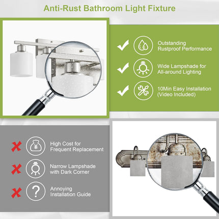 Bathroom Lights Over Mirror Brushed Nickel, Anti-Rust 4-Light Bathroom Vanity Li
