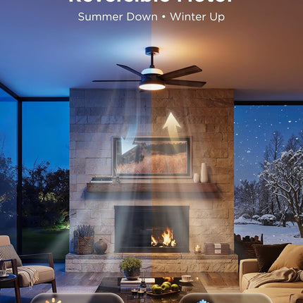 Govee RGBIC Smart Ceiling Fan with Lights and Remote, 52 inch Flush Mount, Reversible DC Motor, 5000 CFM, Alexa & Google