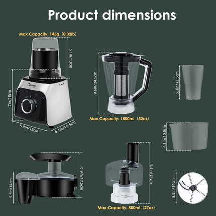 Davivy Food Processors Combo,Centrifugal Juicer,3CUP Electric Food Processor, 50