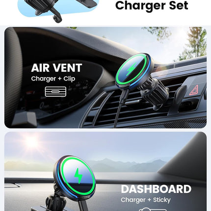 Lamicall for MagSafe Car Mount Charger - [Ultra Magnet] 15W Wireless Car Phone H