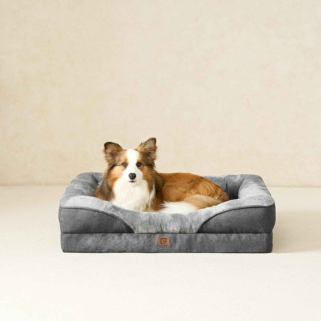EHEYCIGA Memory Foam Dog Bed for Large Sized, Orthopedic Dog Sofa with Sides and