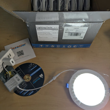 Ensenior 6Inch LED Recessed Slim Pot Light with Junction Box, 2700K/3000K/3500K