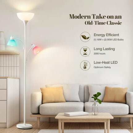 3 Light Tree Floor Lamp, Floor Lamps for Living Room, Torchiere Floor Lamp with