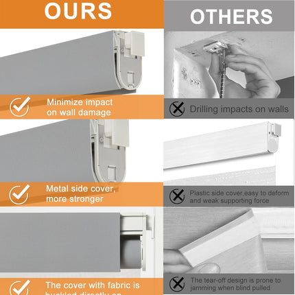 Persilux No Drill No Tool Zebra Blinds Light Filtering Dual Layer Privacy for Da