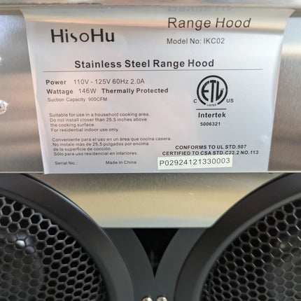 HisoHu 30 Inch Under Cabinet Range Hood with 1200-CFM, 4 Speed Gesture Sensing&T