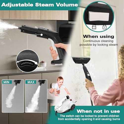 KROQO Steam Cleaner, Steam Mop with 9 Accessories, Powerful Multipurpose Portabl