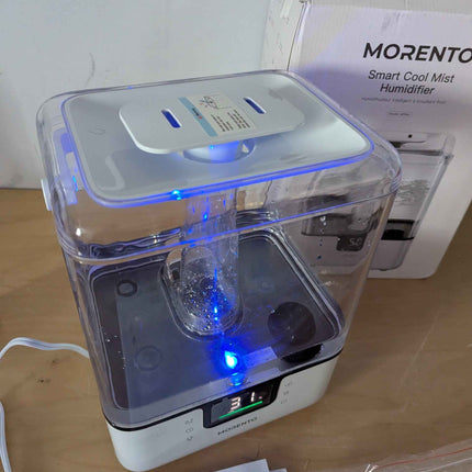 MORENTO Smart Humidifiers for Bedroom Large Room Home, 6L Cool Mist Top Fill Humidifier with Essential Oil Diffuser, Smart App & Voice Control, for Nursery & Plants, White, 1 Pack + 7 Color NightLight