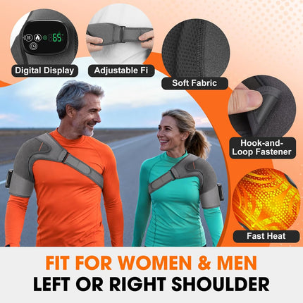 Cordless Shoulder Heating Pad, Heated Shoulder Brace with 4 Vibration Motors, En