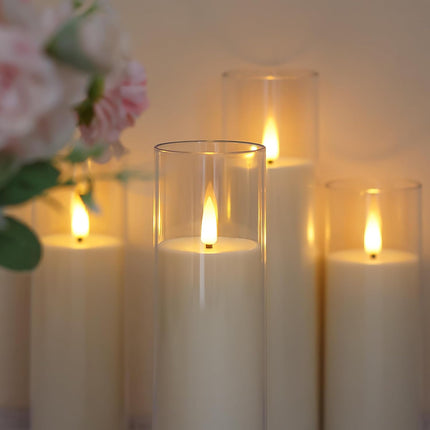 Yeelida Acrylic Flameless Flickering Candles with Remote Control and Timer, Batt