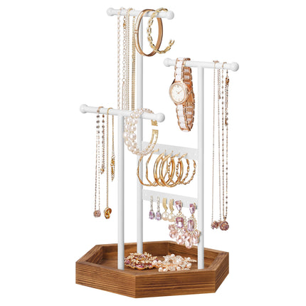 SONGMICS Jewelry Holder, Jewelry Organizer, 4 Independent Zones, Jewelry Display