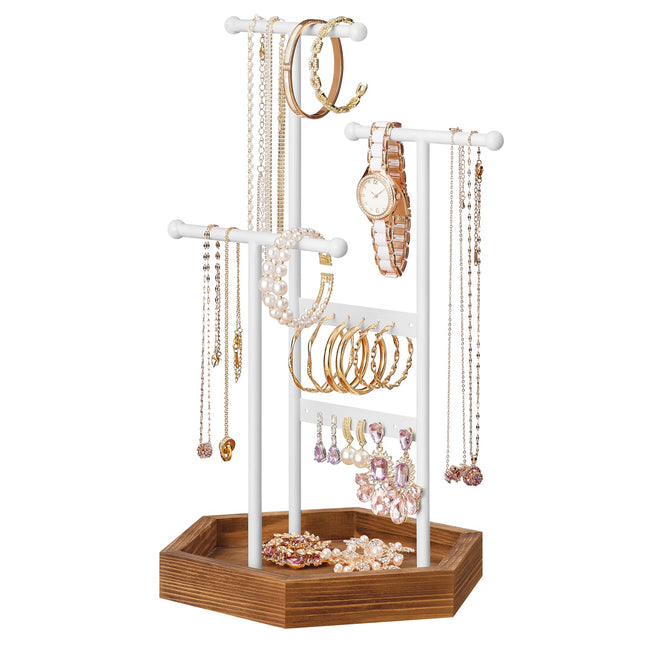 SONGMICS Jewelry Holder, Jewelry Organizer, 4 Independent Zones, Jewelry Display