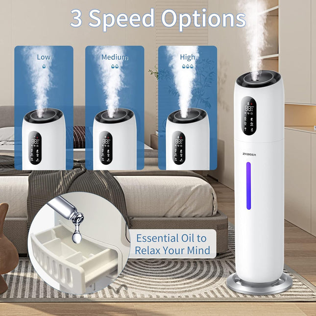 Humidifiers for Bedroom Large Room,ZXBEER 9L Top Fill Ultrasonic Humidifier with