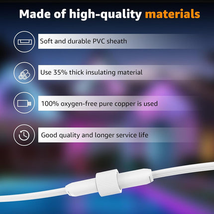 Norward Extension Cable for Govee Permanent Outdoor Lights, IP68 Waterproof Exte