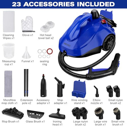 KROQO Steam Cleaner, Steam Mop with 23 Accessories, Powerful Multipurpose Portab