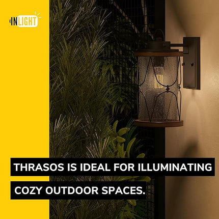 Inlight 10 4/5''H 1-Light Farmhouse Outdoor Porch Exterior Wall Lantern, Clear S