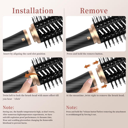 Blow Dryer Brush 5 in 1, Negative Ion Hair Dryer Brush Set Air Styler Curling Wr