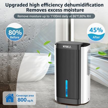 KNKA Dehumidifier,95 OZ Water Tank, (800 sq. ft) Quiet Dehumidifier for Basement
