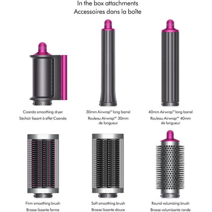 Dyson Airwrap Multi-Styler Complete Long for Long Hair, Fuchsia/Nickel, 5 Attachments (No Firm Brush)