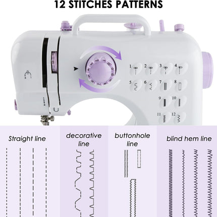 Sewing Machine for Beginners with Extension Table and Sewing Kit, Portable Mini