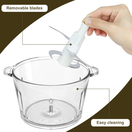Bear 600W Electric Food Processors & Chopper, 2L Glass Container & 1.8L 304 Stai