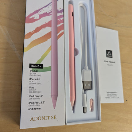 Adonit SE(Pink) Magnetically Attachable Palm Rejection Pencil for Writing/Drawin