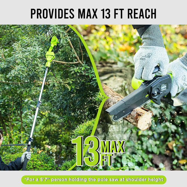 STEELITE 2-in-1 Brushless Electric Pole Saw & Cordless Chainsaw, 5.29 lbs Lightw
