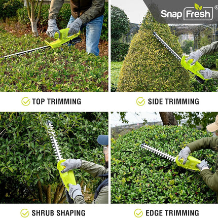 SnapFresh 20V Cordless Hedge Trimmer, 18 in Dual-Action Blades with 2.0Ah Battery & Fast Charger, 4 lb