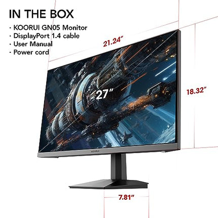 KOORUI Gaming Monitor, 27 inch WQHD 2560 x 1440 PC Computer Monitor, Up to 240Hz