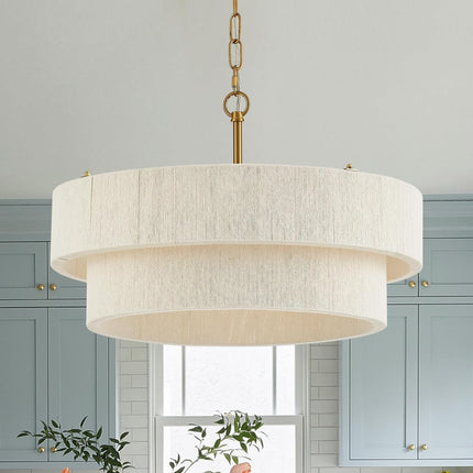 ELYCCUPA 20”Hand Woven Rattan Chandelier Boho Pendant Light Adjustable Coastal P