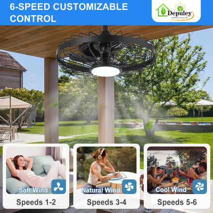 Depuley Outdoor Ceiling Fan with Light: 20 Inch Waterproof Gazebo Fans with Ligh