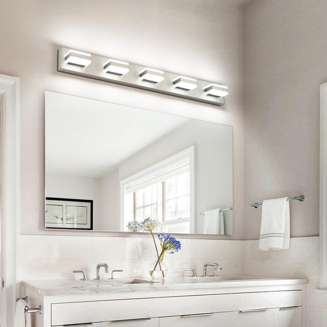 SOLFART Dimmable LED Modern Brushed Nickel Bathroom Vanity Lights Over Mirror 5