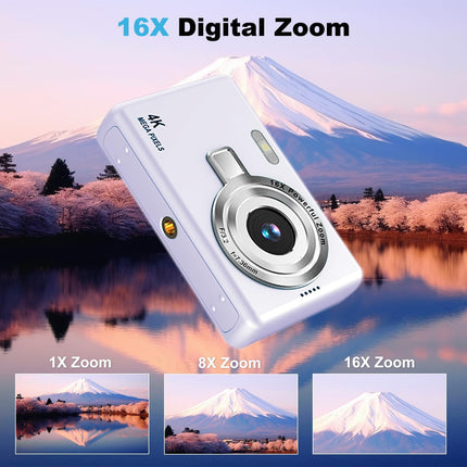 4K Digital Camera, Acbaeta Autofocus 50MP Vlogging Camera with 32G SD Card, 16X
