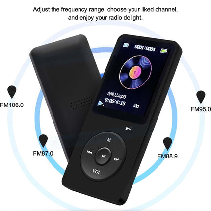 MP3 Player 32GB with Speaker Earphone Portable HiFi Lossless Sound MP3 Mini Musi