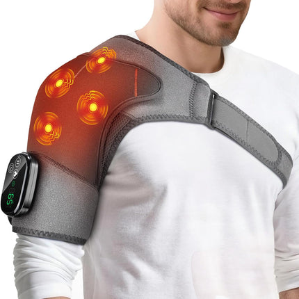 Cordless Shoulder Heating Pad, Heated Shoulder Brace with 4 Vibration Motors, En