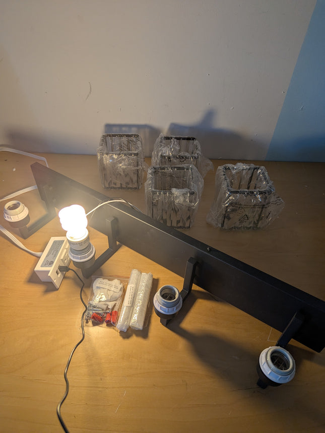 Black Bathroom Light Fixture, 4-Light Crystal Vanity Lighting, Bathroom Lighting