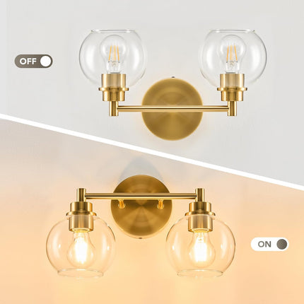 VONLUCE Bathroom Light Fixtures, 2-Light Bathroom Lights Over Mirror with Globe